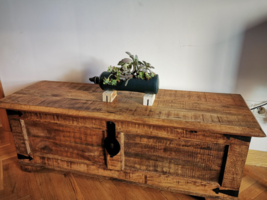 New Industrial Rustic Vintage Wooden Mango Wood Storage Chest Unit Trunk... - $272.24
