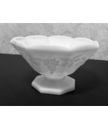 Anchor Hocking Milk Glass Footed Fruit Bowl Raised Grape Vine Pattern 8 ... - £15.47 GBP