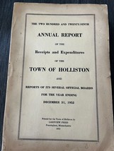 Town of Holliston MA 229th Annual Report December 31 1952 - £11.39 GBP