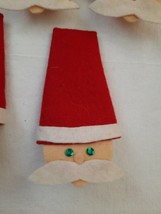 Set 8 Vintage Christmas Crafted Felt Santa w/ Sequin Eyes Sleeve Napkin ... - £22.90 GBP