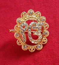 Stunning diamonte gold plated sikh eik onkar brooch cake pin x-mas singh... - $15.73