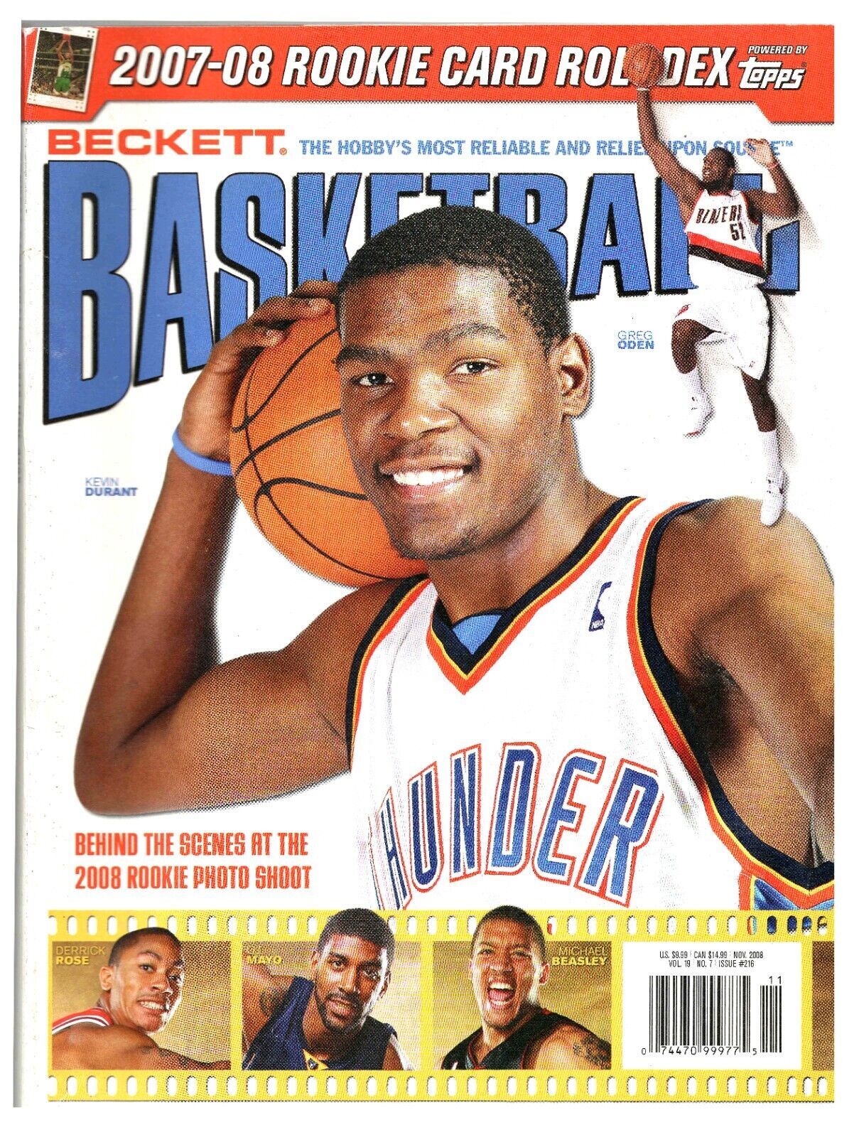 Primary image for Nov 2008 Beckett Basketball Magazine #216 Kevin Durant Thunder