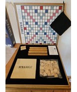 Scrabble Deluxe Rotating Turntable Wooden Storage Cabinet Game Board Vtg... - £90.95 GBP