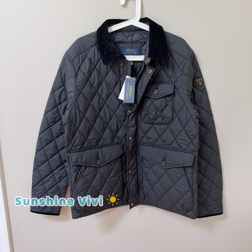 NWT Ralph Lauren Men&#39;s Jacket Black Diamond Quilted Corduroy Collar Beaton - £149.70 GBP+