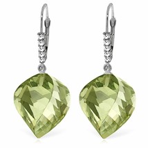 26.15 Carat 14K Solid White Gold Earrings Diamond Briolette Green Amethyst - £498.62 GBP