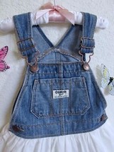 Osh Kosh B'Gosh Toddler Girl VestBak Jumper Overall Dress 2T White Eyelet Denim - $19.99