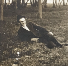 1910 RPPC Man Gentleman Laying Posing on Grass Trees Real Photo Postcard Renwick - £10.52 GBP