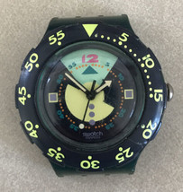 Vintage 80s 90s Swatch Navy Blue Multicolor Swiss Wristwatch Face Watch ... - $199.99