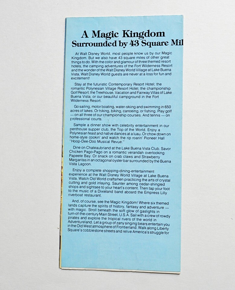 Lot 2 Walt Disney World 1979 Vacationer's Guide Brochures Polaroid Park Maps 70s Item image 5