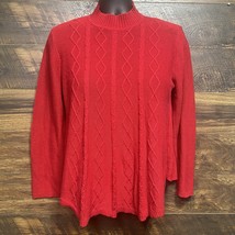 Kim Rogers Red Pullover A Sweater Women XL Christmas Top Cable Knit Flow... - $12.83