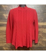 Kim Rogers Red Pullover A Sweater Women XL Christmas Top Cable Knit Flow... - $18.00 CAD