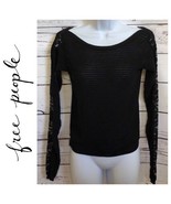 Free People black open back lace sleeve sweater - £32.36 GBP
