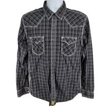 Wrangler 20X Men&#39;s Western Shirt Snap Buttons Black Plaid Size Large - £18.73 GBP