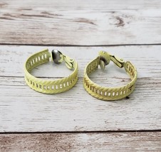 Vintage Clip On Earrings 1&quot; Light Green Hoops with Cut Out Detail - £7.29 GBP