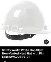 Safety Works White Cap Style Non-Vented Hard Hat with Pin Lock SWX00344-01 - $455.36 MXN