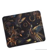 Office Computer Desk Mouse Pad Black Gold Hummingbirds Birds 10x8 In - $5.93