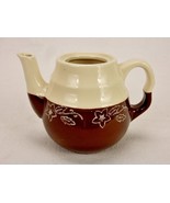 2-Tone Stoneware Teapot, Brown &amp; Ivory, Hand Painted Floral, No Lid, Vin... - $13.32 CAD