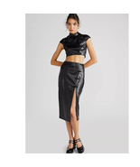 New Free People Sau Lee Kelly Set $500 SIZE 12 Black Faux Leather Top an... - £187.15 GBP