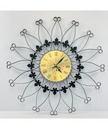 Vintage MCM Seth Thomas 25" Black Metal Starburst Sunburst Wall Clock Te... - $227.69