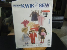 Kwik Sew K2830 Doll Clothes Pattern for 18&quot; Dolls - £13.27 GBP