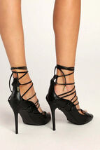 Lulus Sayela Black Lace-Up High Heels, Size 8.5 - $32.08