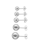 Ball Earrings (Pair) - .925 Sterling Silver - Sizes 6mm to 10mm availabl... - £8.29 GBP+