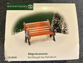 Dept 56 Snow Village Accessories Red Wrought Iron Park Bench #56445 Chri... - $8.59