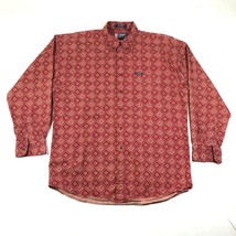 Vintage Chaps Ralph Lauren Button Down Shirt Mens L Red Diamonds Argyle Cotton - £20.21 GBP