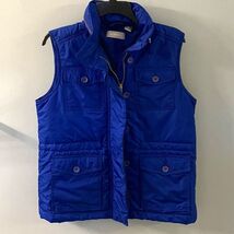 Liz Claiborne Women Blue Puff Vest Small Zippered Buttons - $7.62