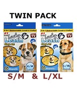 TWIN PACK LUCKY LEASH MAGNETIC 2-IN-1 RETRACTABLE LEASH &amp; COLLAR S / M &amp;... - $17.81