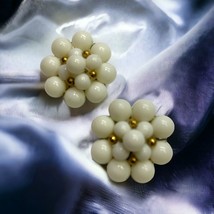 Vintage West Germany white gold tone clip on earrings - $11.97