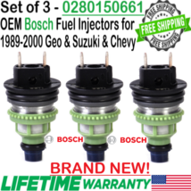 NEW Genuine Bosch 3Pcs Fuel Injectors for 1995, 1996, 1997 Suzuki Swift 1.3L I4 - $148.49