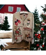 Kik-It Kikit Beige Sweater Women&#39;s XL Wool Blend Ugly Cute Christmas Zip... - $33.83 CAD