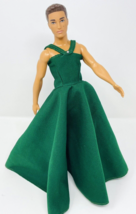 Glam Fancy Ryan Ken Doll w/ Long Green Dress Barbie Gown Man Drag Queen - £23.91 GBP