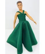 Glam Fancy Ryan Ken Doll w/ Long Green Dress Barbie Gown Man Drag Queen - £23.59 GBP