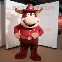 Red Beef Stroganoff mascot costume character dressed with a Corduroy Pants and B - $1,319.00