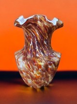 Vintage Fenton Glass Vase Autumn Orange Vasa Murrhina Vase 9.5 in No 6451 - $118.79
