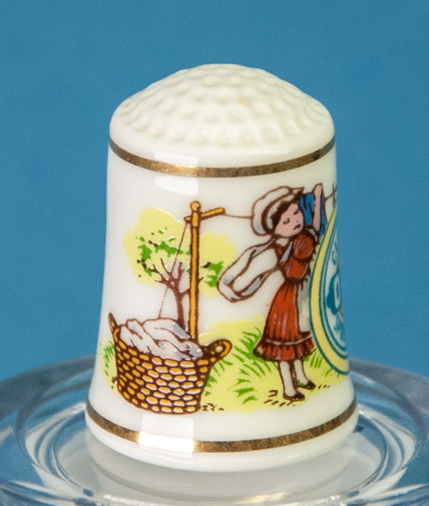 Franklin Mint Country Store Thimble Clark's ONT Spool Cotton Porcelain Advertisi Item image 3