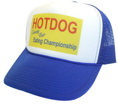 Hot Dog eating Trucker Hat mesh hat snapback hat royal blue New - £13.99 GBP