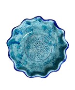 Handmade Pottery Pinch Trinket Dish Cobalt Blue Teal Mandala Ceramic Dri... - $204.89 MXN