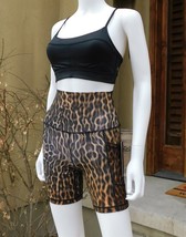 Yogalicious LUX Animal Printed Elastic Free Super High Waist 7&quot; Shorts, XS, NWT - £23.34 GBP