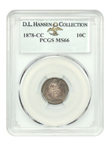 1878-CC 10C Pcgs MS66 Ex: D.L. Hansen - £11,567.36 GBP