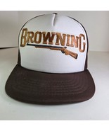 Vintage Browning Shotgun Logo Trucker Hat Brown White Mesh Snapback Made Korea - €30,18 EUR