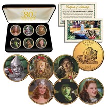 WIZARD OF OZ Kansas Quarters 24K Gold Clad 6-Coin Set with Display Gift Felt Box - £22.74 GBP