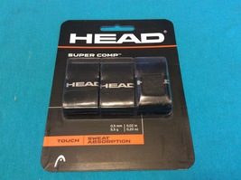 HEAD SUPER COMP RACKET OVERGRIP - 3 PACK - BLACK - TOUCH / SWEAT ABSORPTION - $9.89