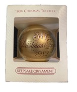 Hallmark 50th CHRISTMAS TOGETHER Glass Ornament 1982 NOS QX212-3 NOS - £6.00 GBP