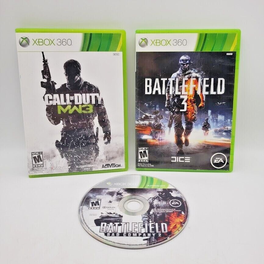 Call of Duty MW3, Battlefield 3 &amp; Bad Company 2 (Microsoft XBOX 360) Gam... - $12.82