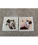 Hand-Painted Needlepoint Canvas Geisha Girl Japanese 1 Completed &amp; 1 Can... - $155.03 CAD
