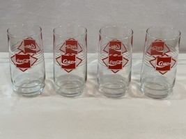 RARE! 4 Coca Cola Red Diamond Glasses 16 oz. Coke Indiana Glass Co - $34.18