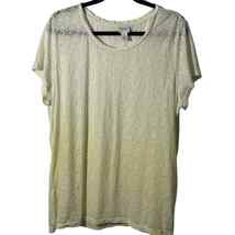 Weekends by Chicos Women Burnout T Shirt Size XL 3 Yellow Ombre Scoop Neck - $14.29